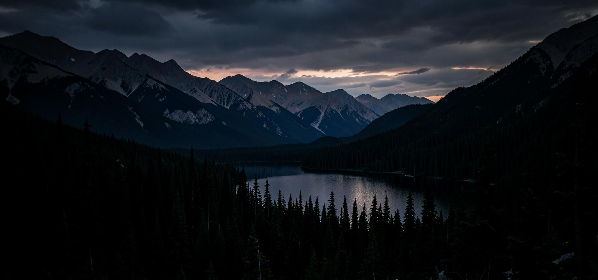 North Idaho mountains and forest at dusk