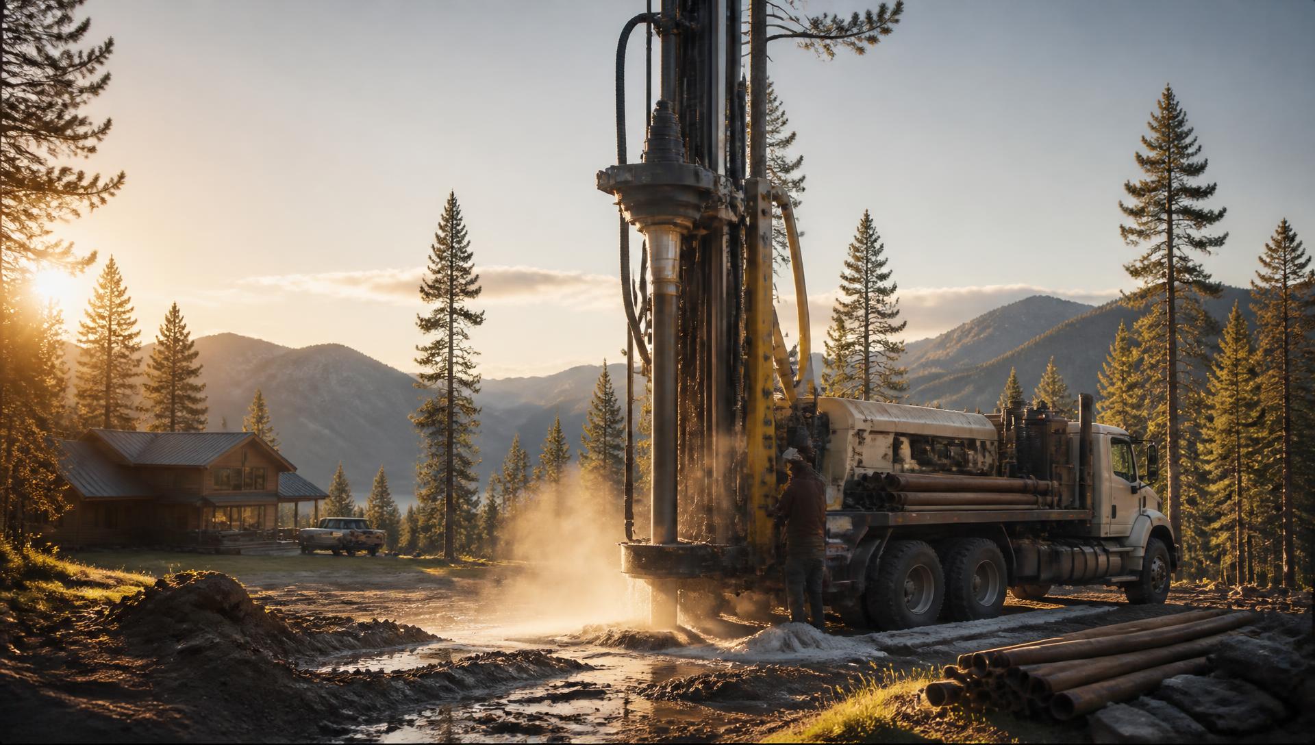 Well Worx drilling rig working a rural mountain property