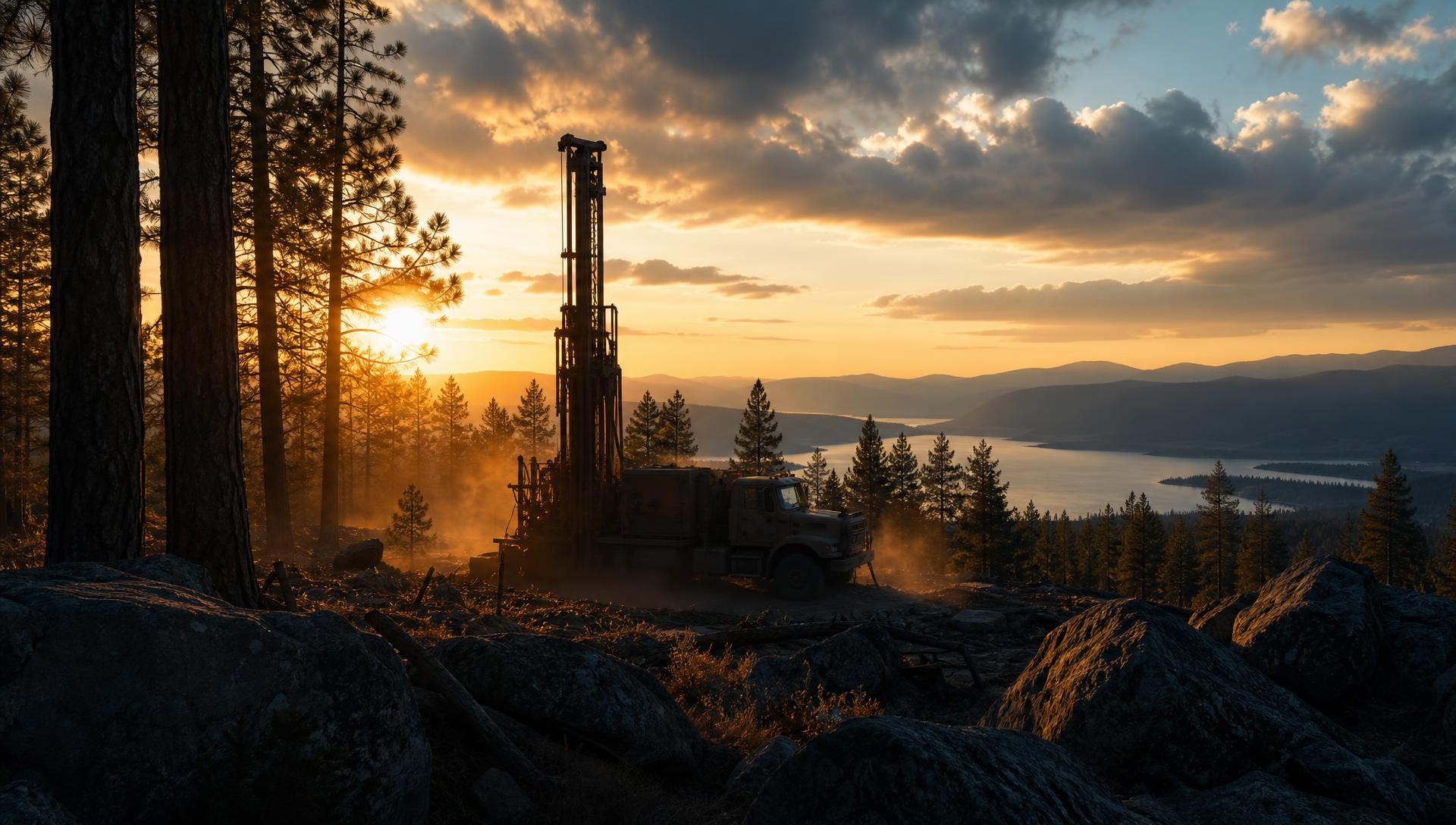Water well drilling rig working on a rural North Idaho property